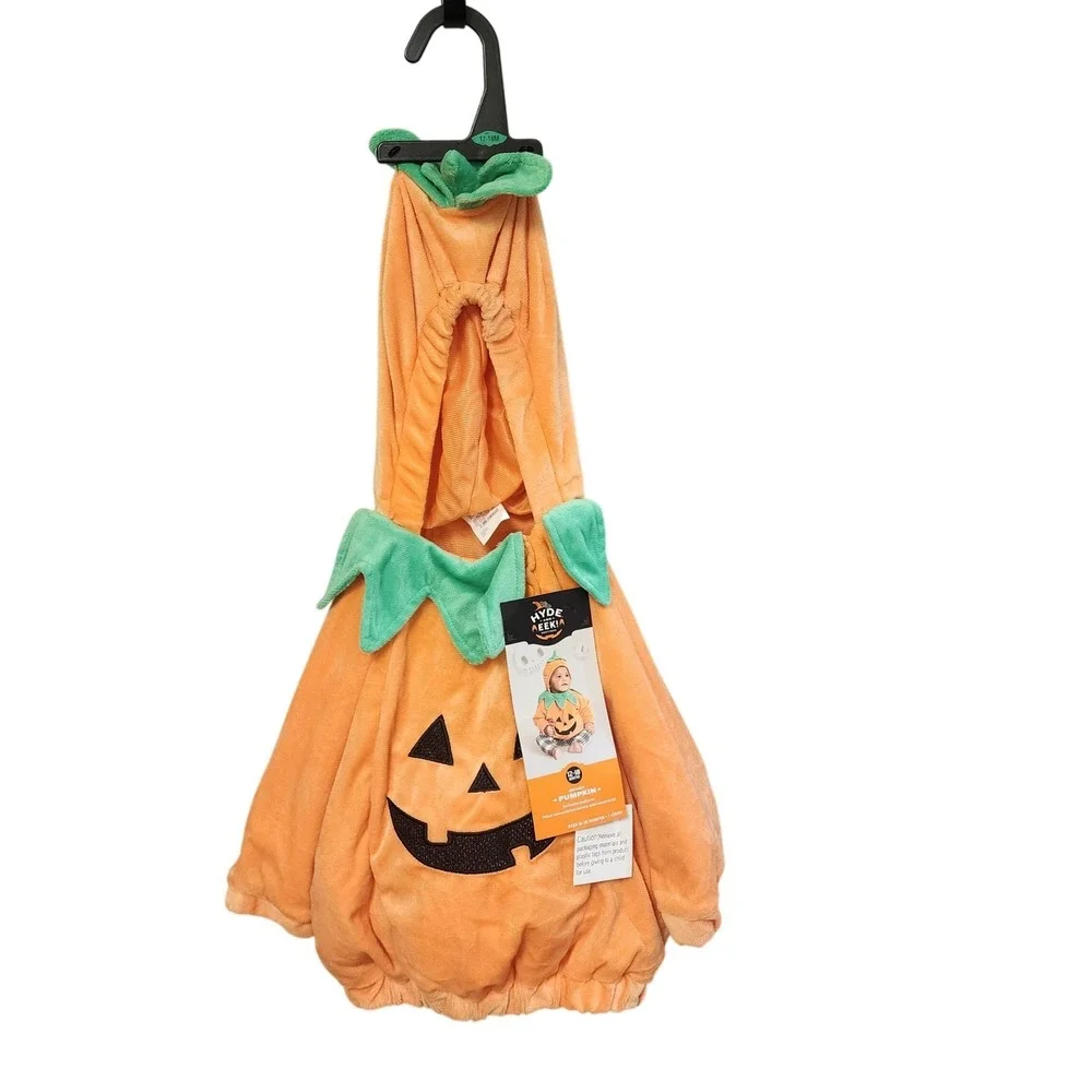 Hyde and EEK Boutiq Infant Pumpkin Halloween Costume Hooded Pullover 12-18M NEW
